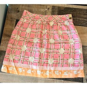 Vineyard Vines silk skirt pink seashells size 2
